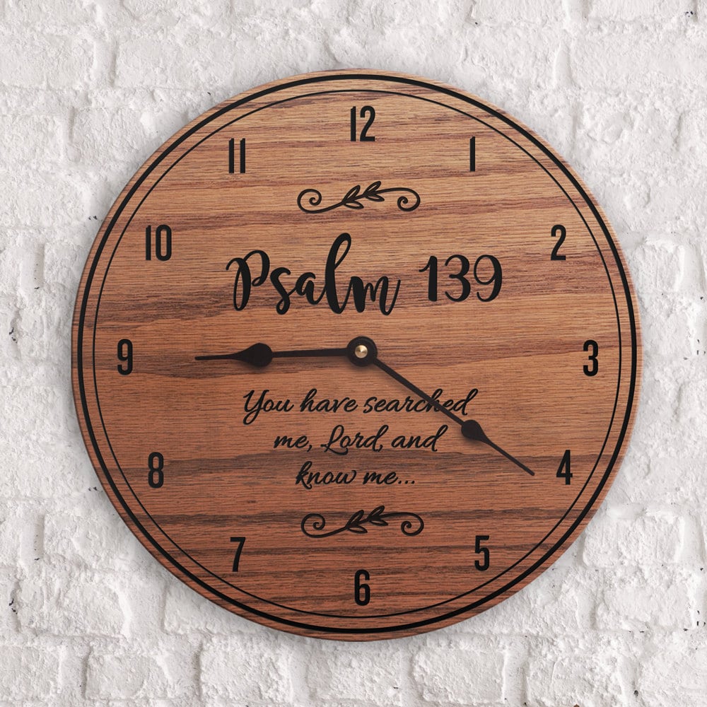 Psalm 139 Scripture Decor Wooden Timepiece