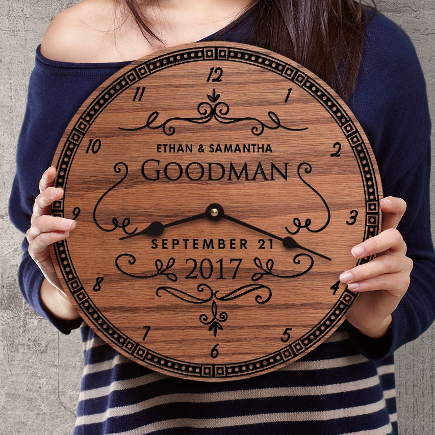 personalized wooden clock