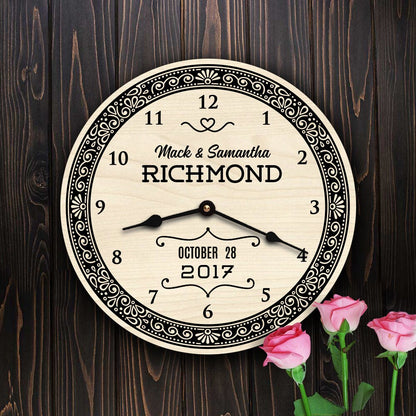 Wedding Custom Timepiece with Engraved Names